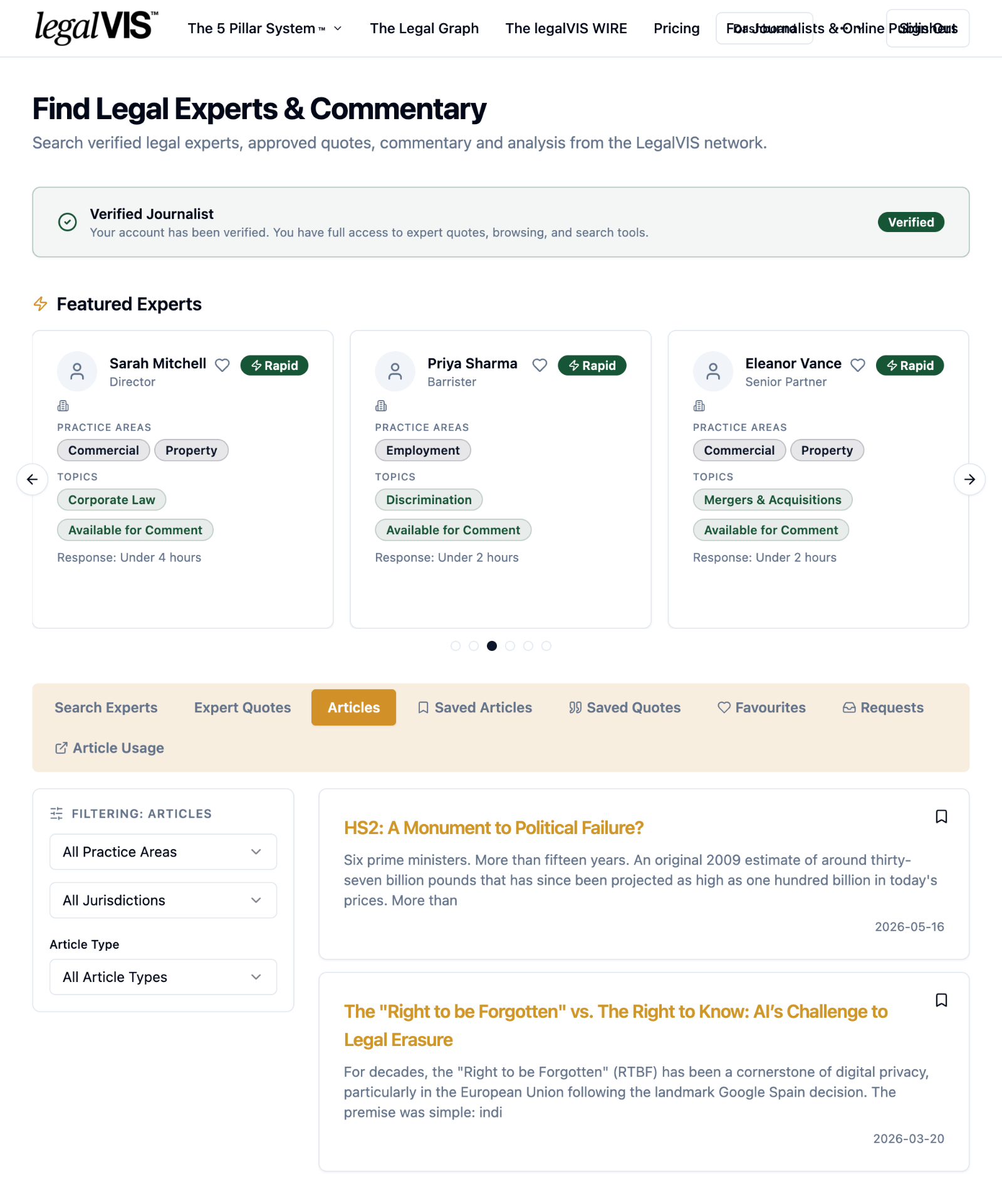 Journalist discovery search preview